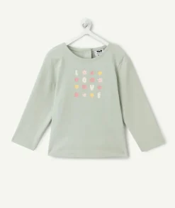 T-shirt bébé fille kaki imprimé fleurs
