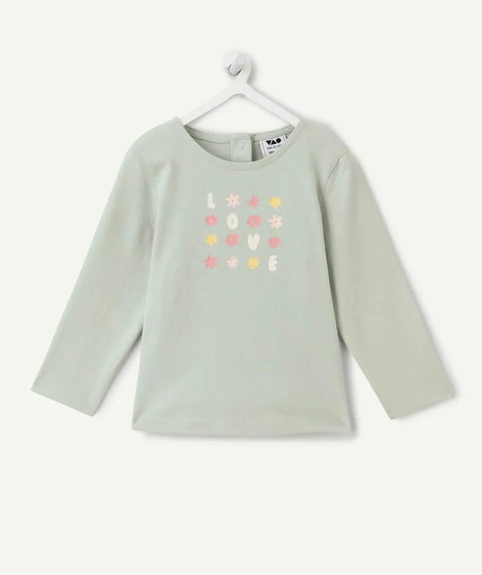 T-shirt bébé fille kaki imprimé fleurs