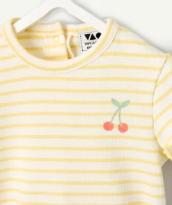 T-shirt bébé fille rayé jaune