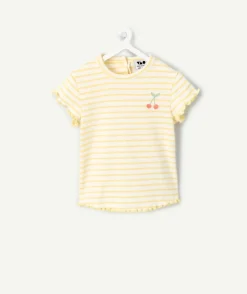 T-shirt bébé fille rayé jaune