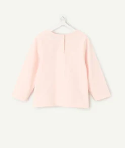 T-shirt bébé fille rose cœur brodé