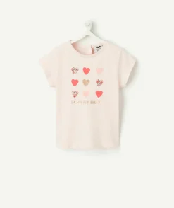 T-shirt bébé fille rose imprimé coeurs