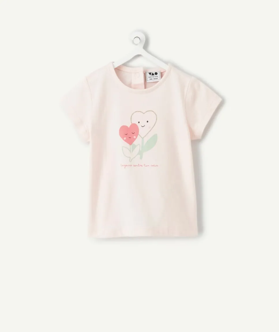 T-shirt bébé fille rose imprimé cœur