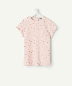 T-shirt bébé fille rose imprimé fleuri