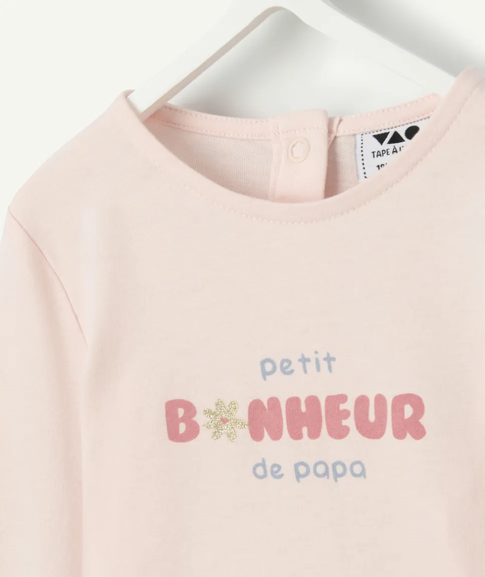 T-shirt bébé fille rose imprimé message