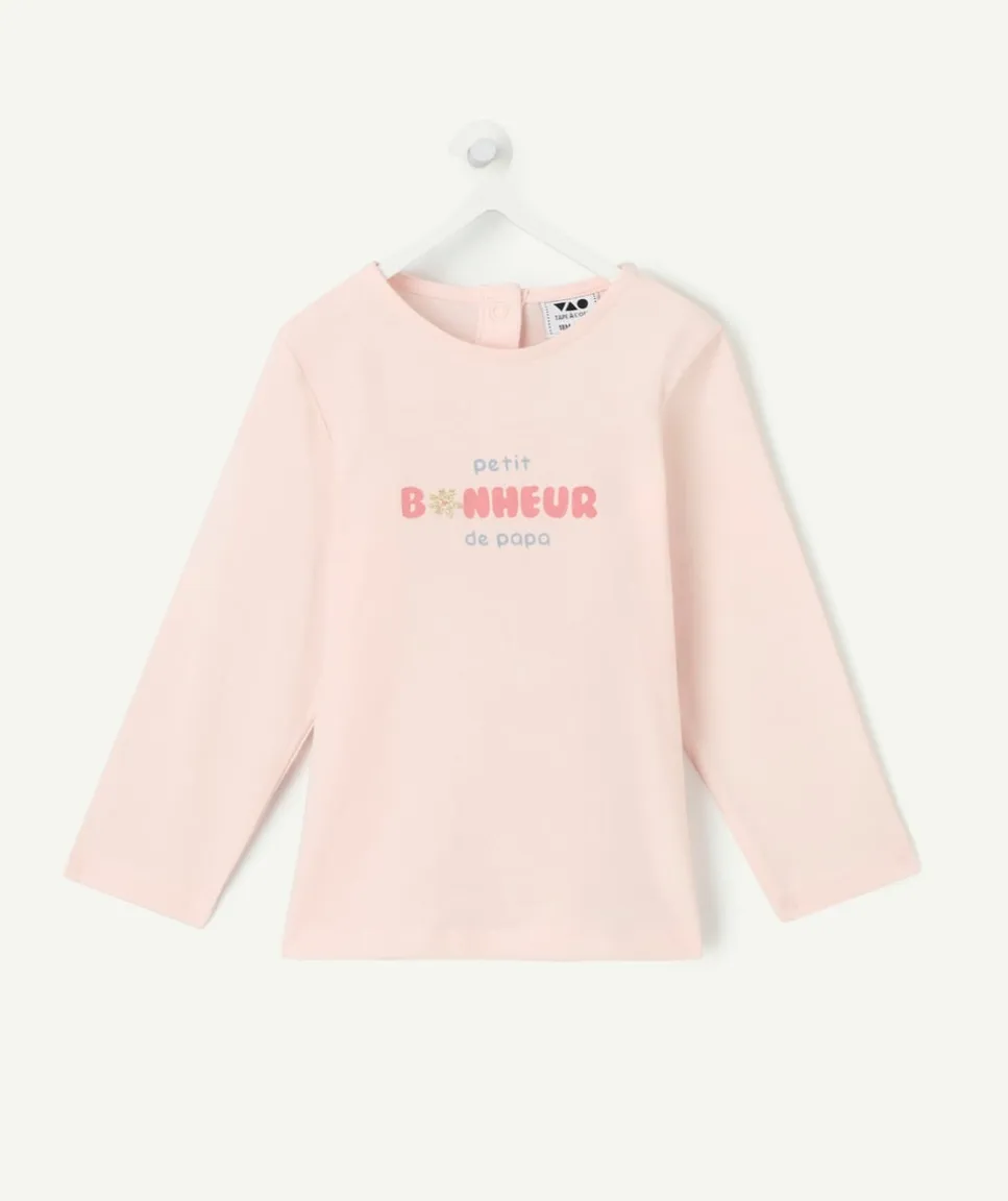 T-shirt bébé fille rose imprimé message