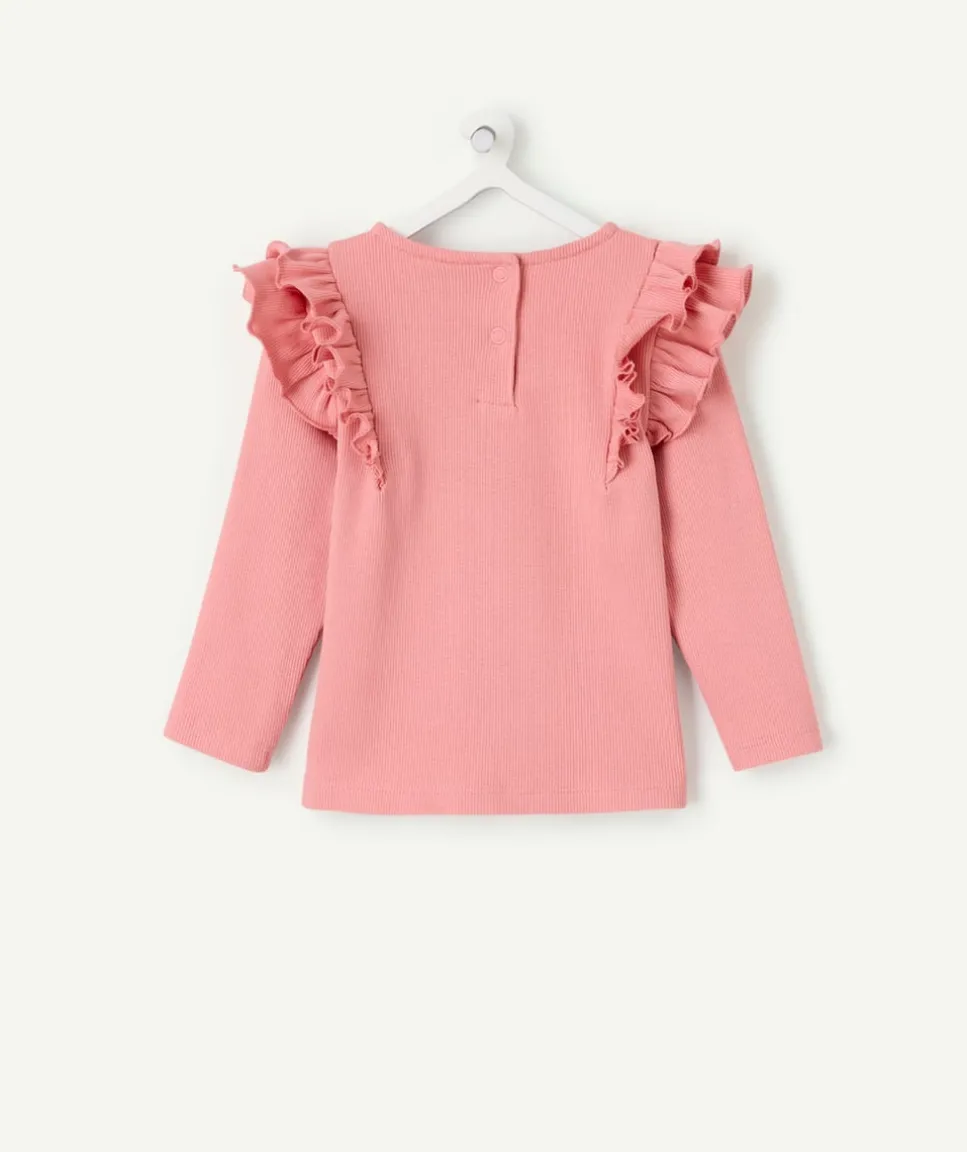 T-shirt bébé fille rose volants