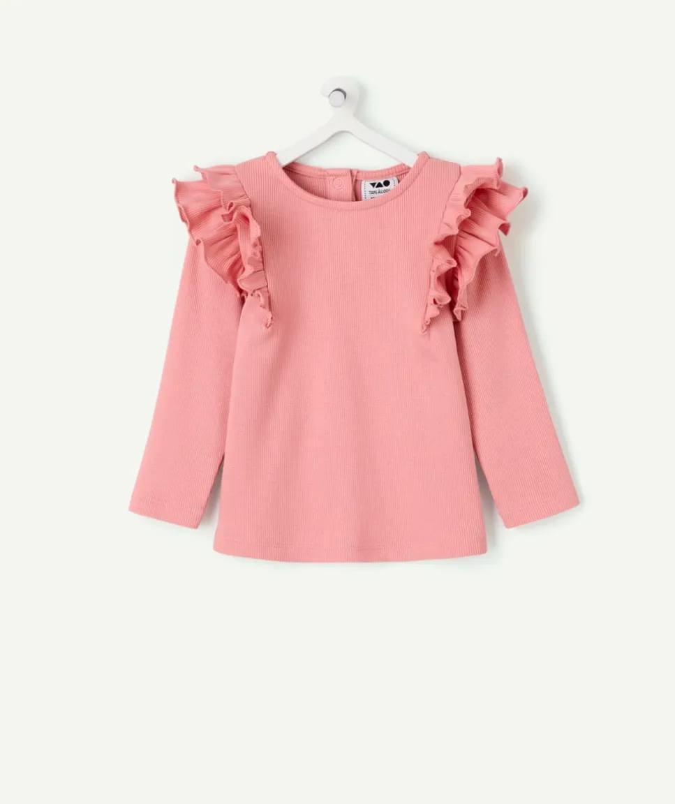 T-shirt bébé fille rose volants