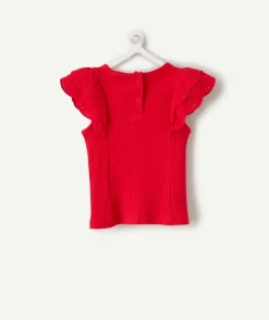 T-shirt bébé fille rouge à volants
