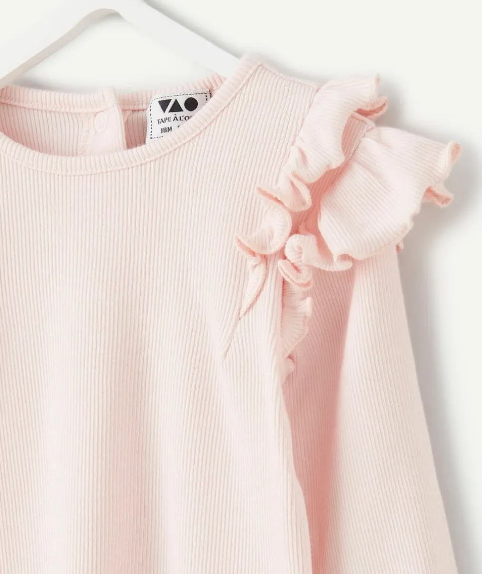 T-shirt bébé fille à volants rose