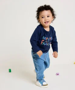 T-shirt bébé garçon bleu avec message