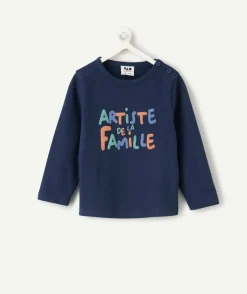 T-shirt bébé garçon bleu avec message