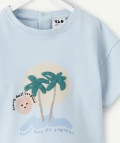 T-shirt bébé garçon bleu imprimé