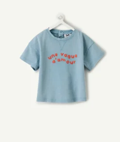 T-shirt bébé garçon bleu imprimé message