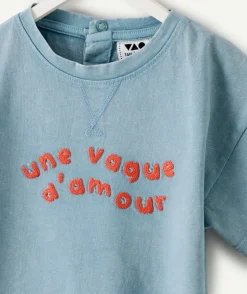 T-shirt bébé garçon bleu imprimé message