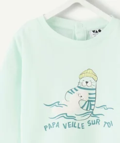 T-shirt bébé garçon bleu imprimé otarie