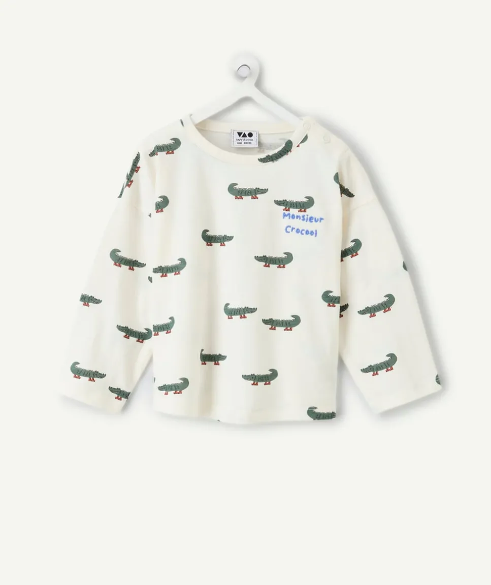 T-shirt bébé garçon écru imprimé croco