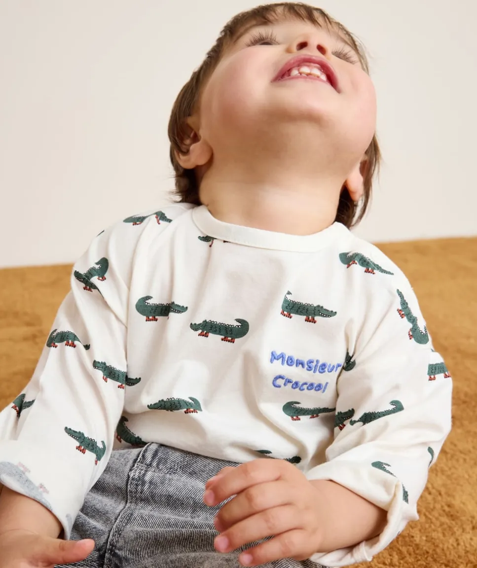 T-shirt bébé garçon écru imprimé croco