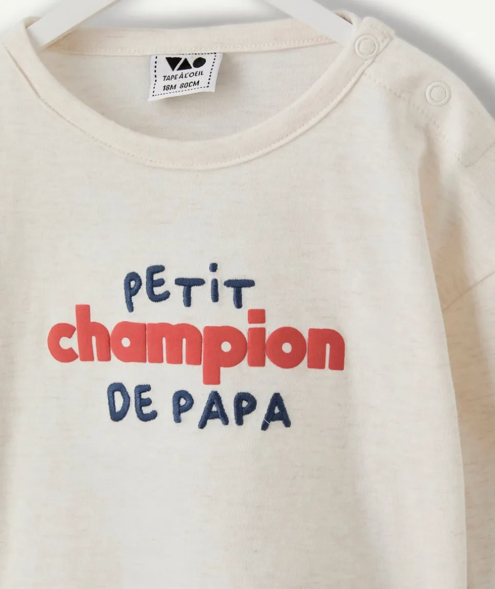 T-shirt bébé garçon écru message
