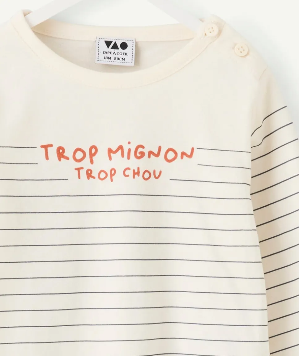 T-shirt bébé garçon écru rayé