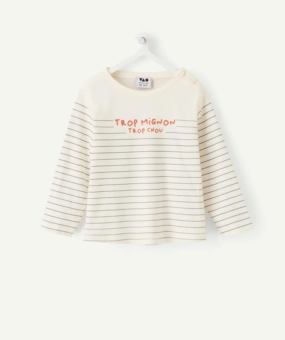 T-shirt bébé garçon écru rayé