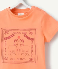 T-shirt bébé garçon en coton bio orange thème mexico