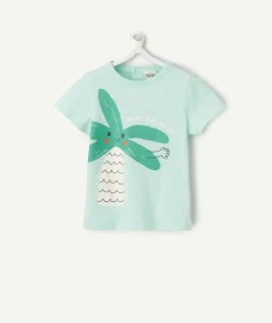 T-shirt bébé garçon en coton bio vert avec palmier et message