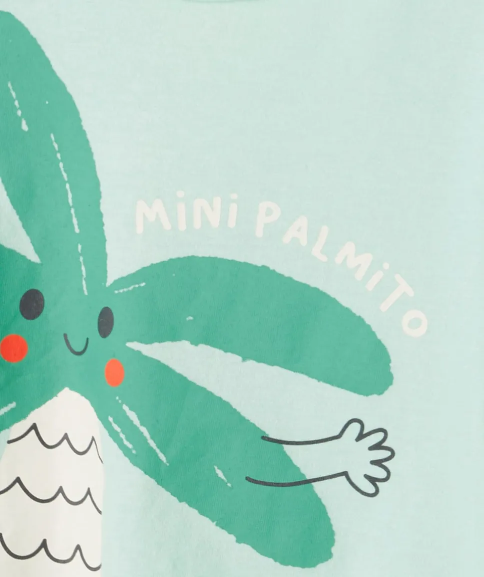 T-shirt bébé garçon en coton bio vert avec palmier et message