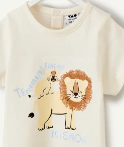 T-shirt bébé garçon en coton imprimé lion