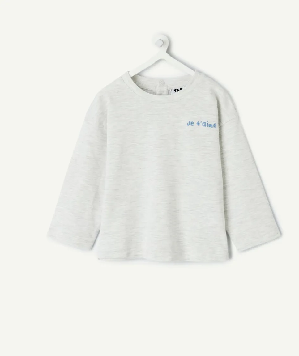 T-shirt bébé garçon gris imprimé message