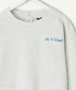 T-shirt bébé garçon gris imprimé message
