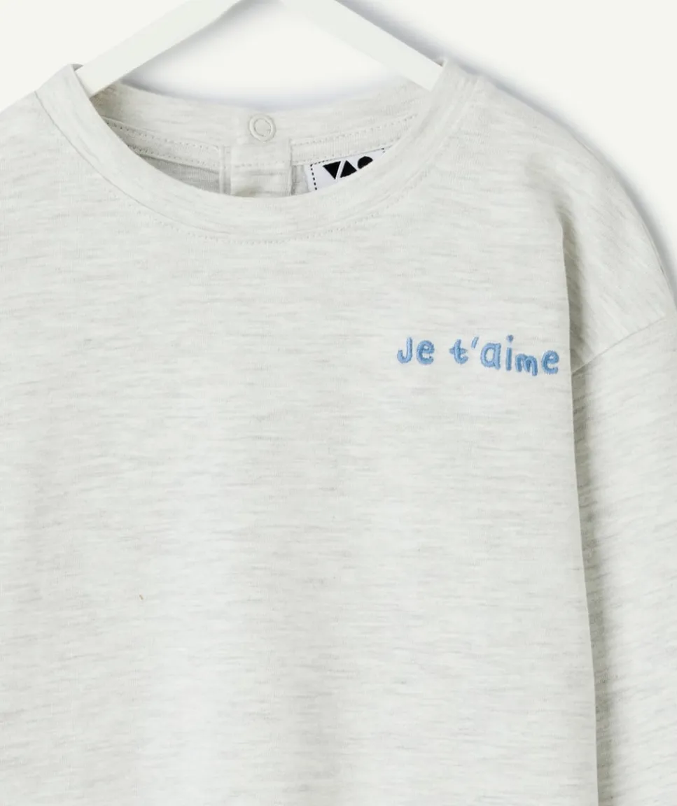 T-shirt bébé garçon gris imprimé message