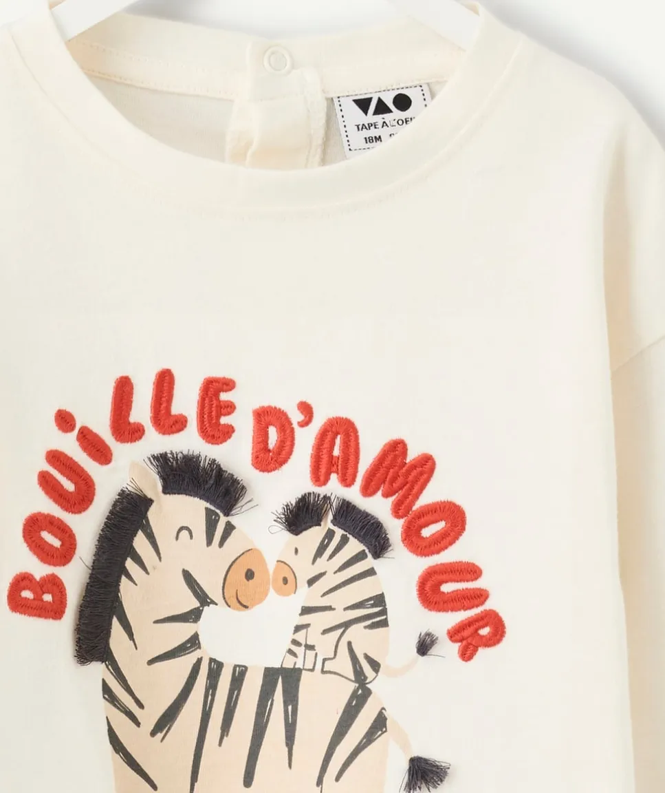 T-shirt bébé garçon imprimé crème
