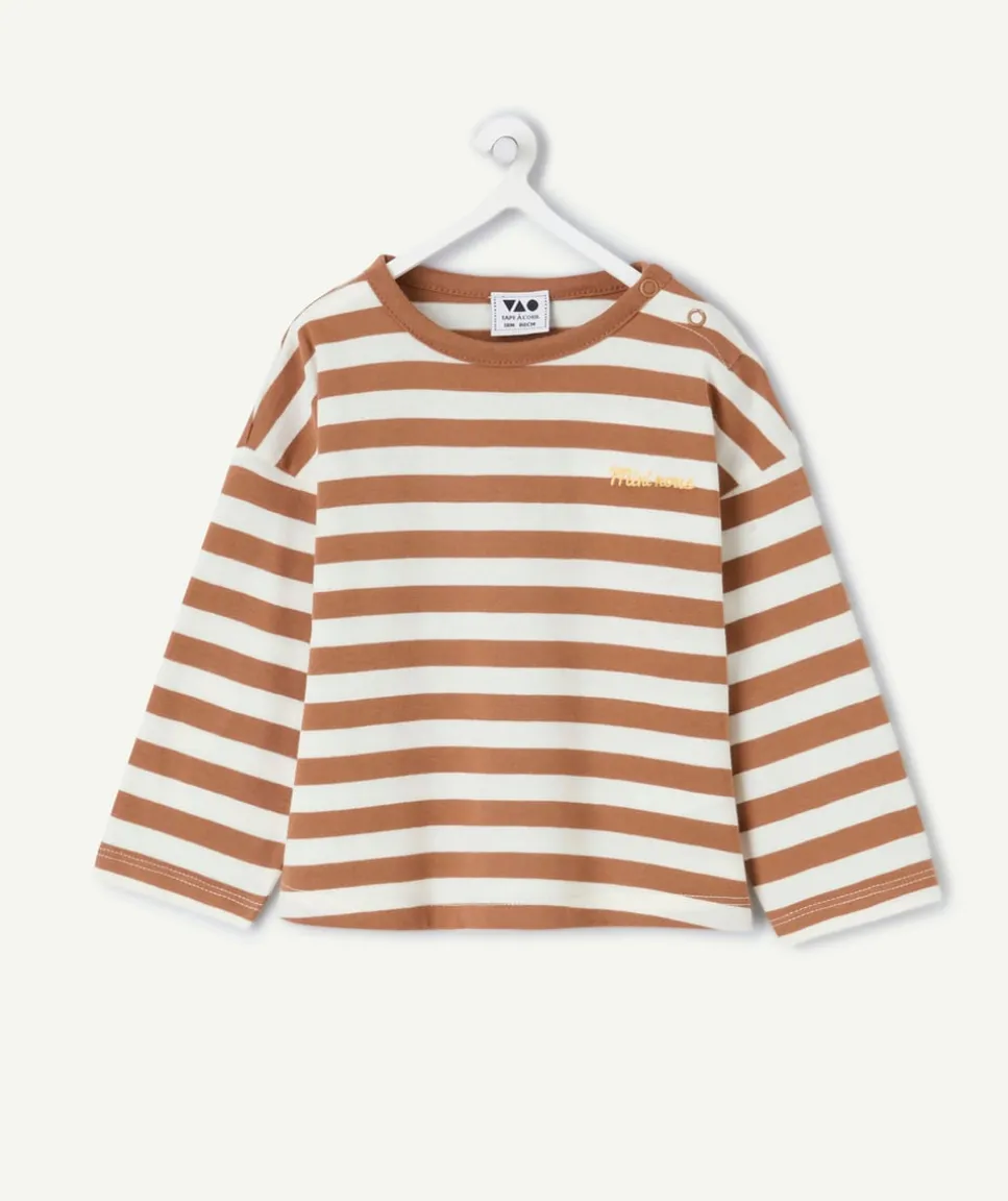 T-shirt bébé garçon marron rayé