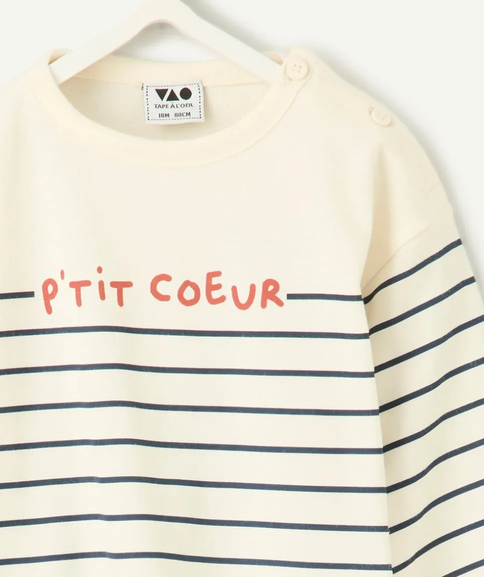 T-shirt bébé garçon rayé avec message