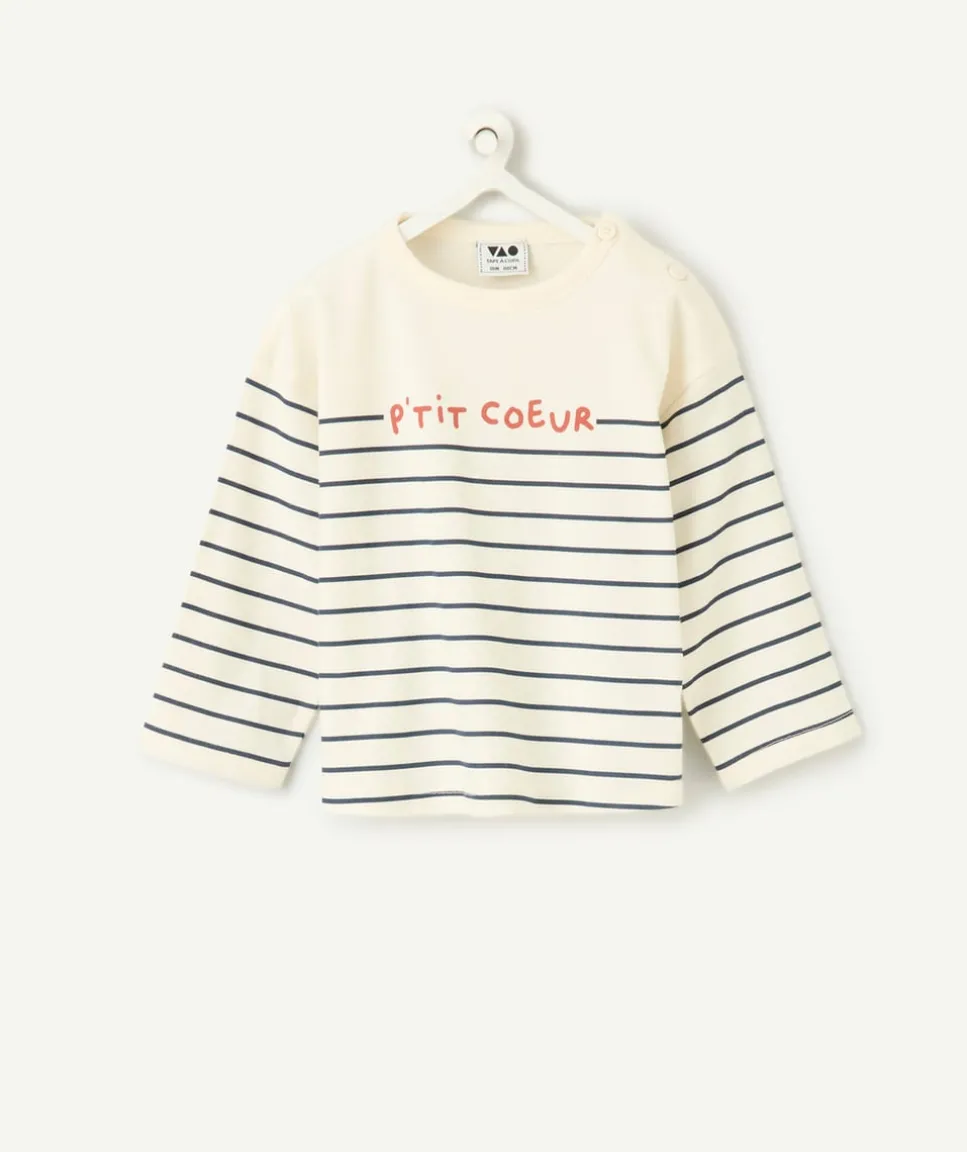 T-shirt bébé garçon rayé avec message