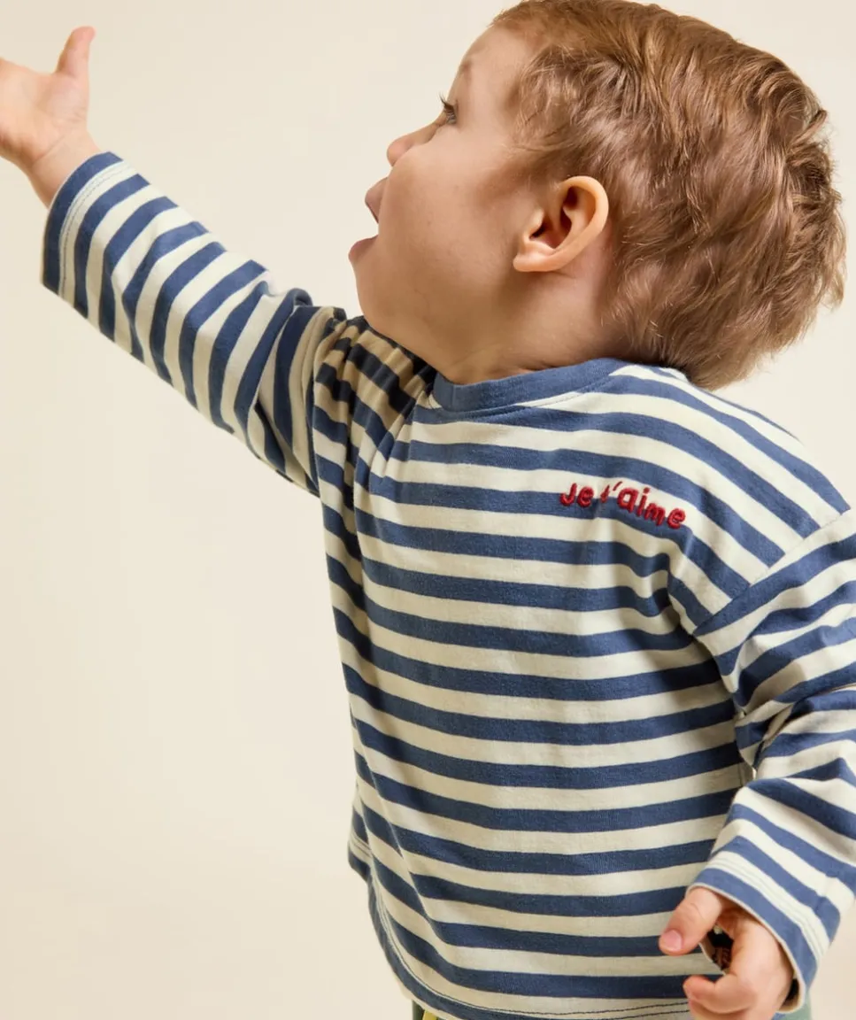 T-shirt bébé garçon rayé bleu