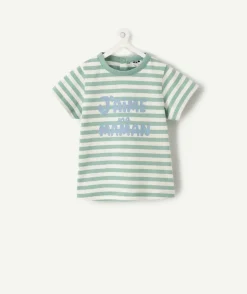 T-shirt bébé garçon rayé vert
