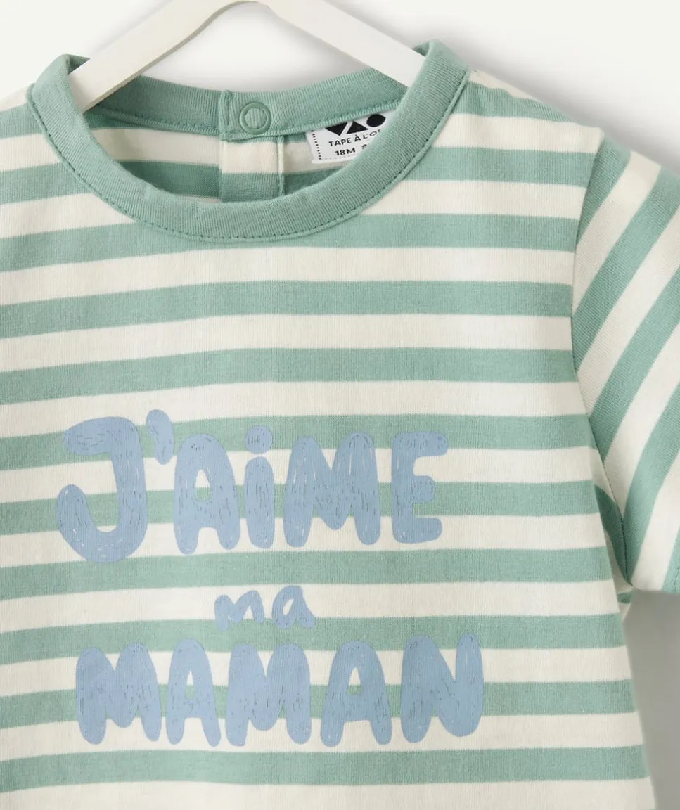T-shirt bébé garçon rayé vert