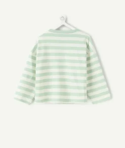 T-shirt bébé garçon rayé vert brodé