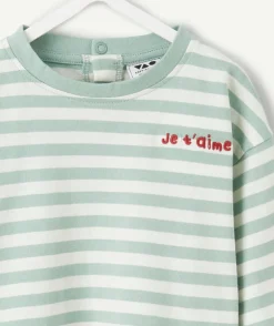 T-shirt bébé garçon rayé vert imprimé