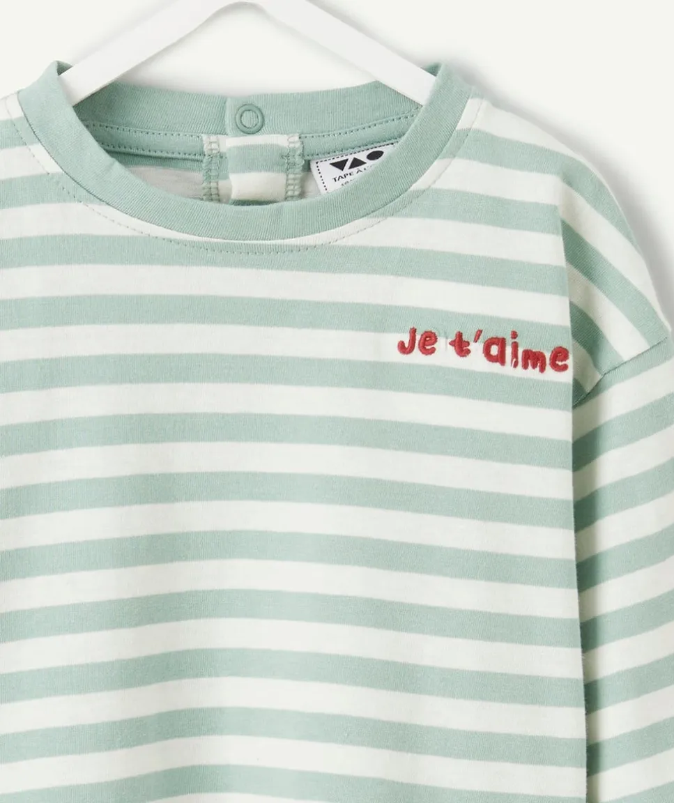 T-shirt bébé garçon rayé vert imprimé