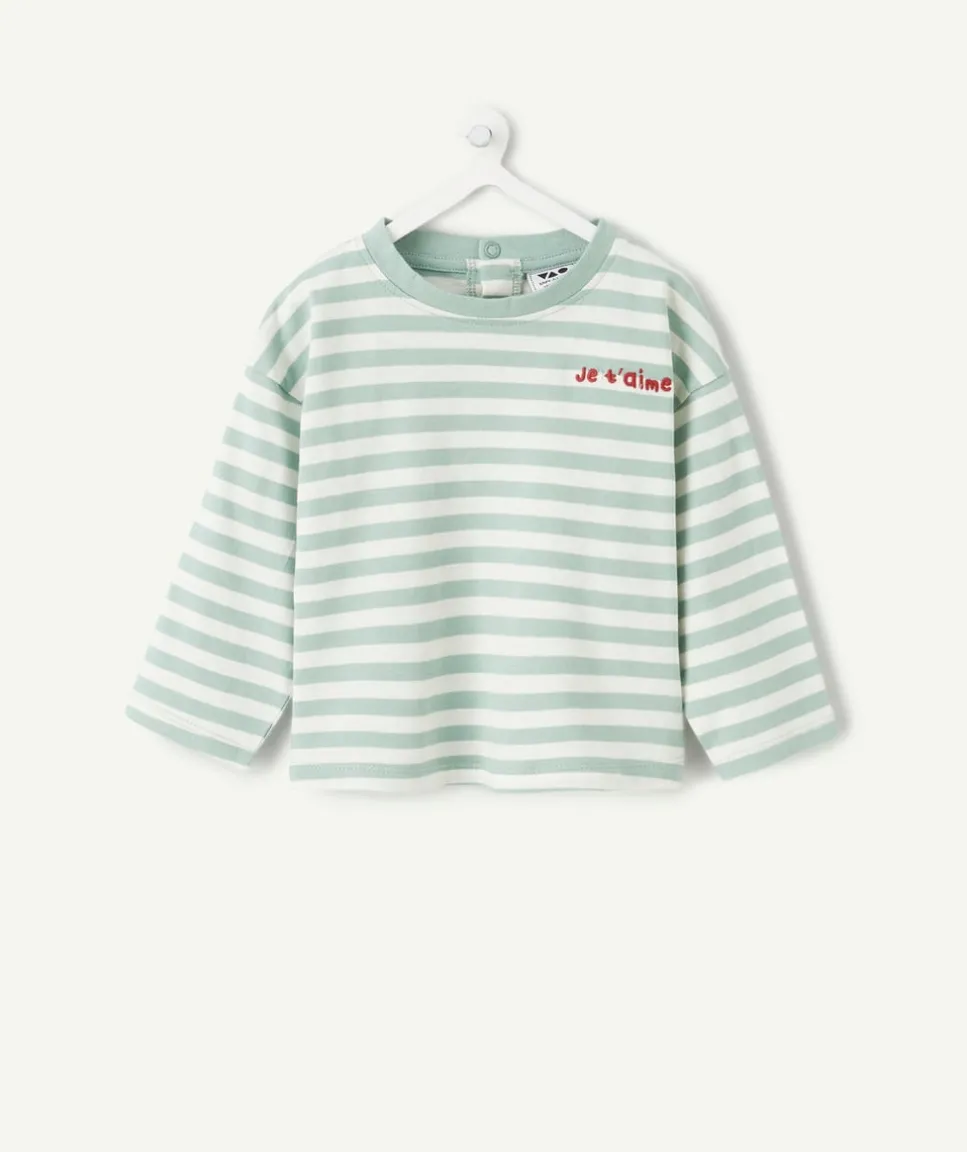 T-shirt bébé garçon rayé vert imprimé