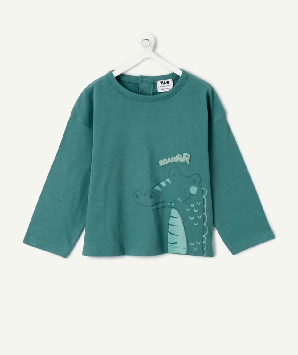 T-shirt bébé garçon vert imprimé croco