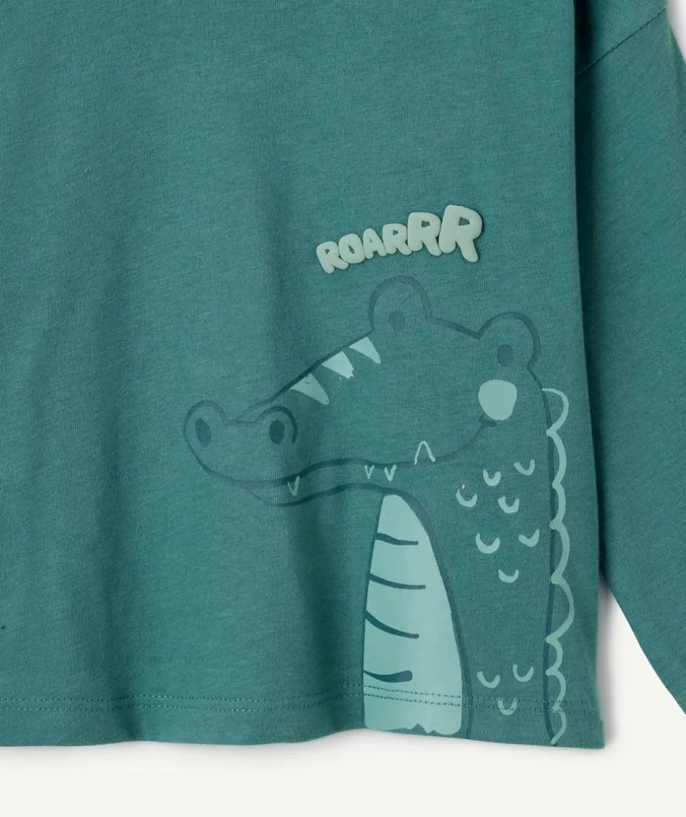 T-shirt bébé garçon vert imprimé croco