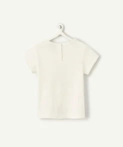 T-shirt blanc bébé fille en coton bio blanc thème football