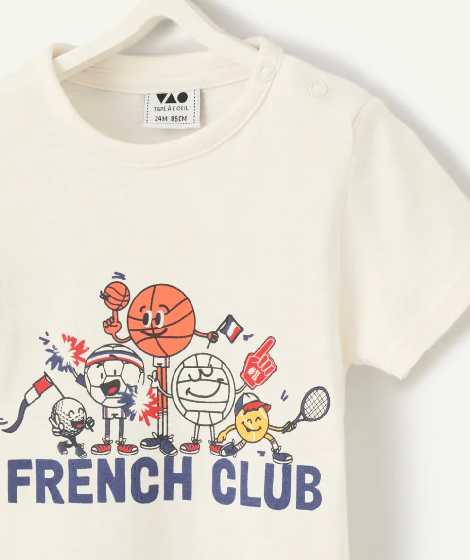 T-shirt blanc bébé garçon en coton bio thème foot