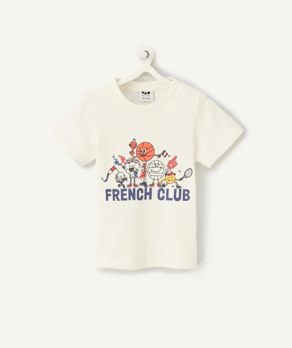 T-shirt blanc bébé garçon en coton bio thème foot