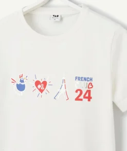 T-shirt blanc femme en coton bio thème foot