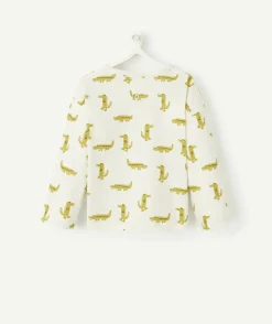 T-shirt blanc à manches longues pour bébé garçon imprimé crocodiles